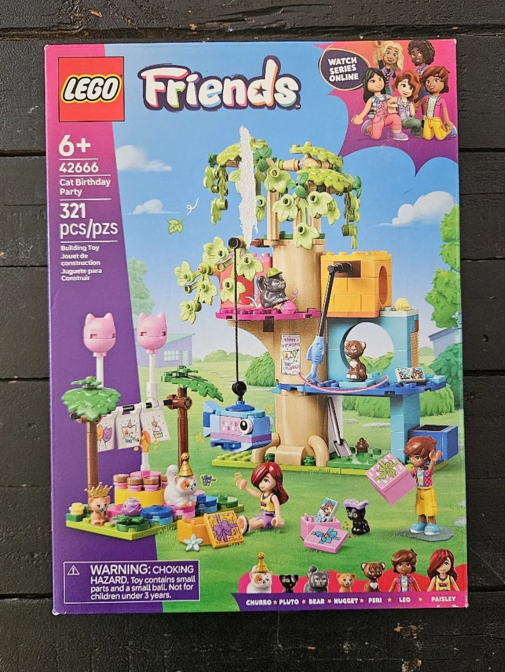 LEGO Friends Cat Birthday Party NWT Treehouse Playset Pink Green Blue Yellow